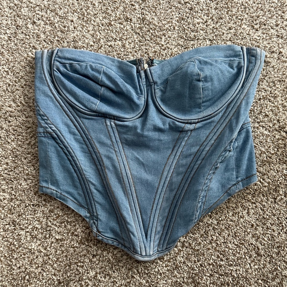 Fashion Nova Light Blue Denim Top